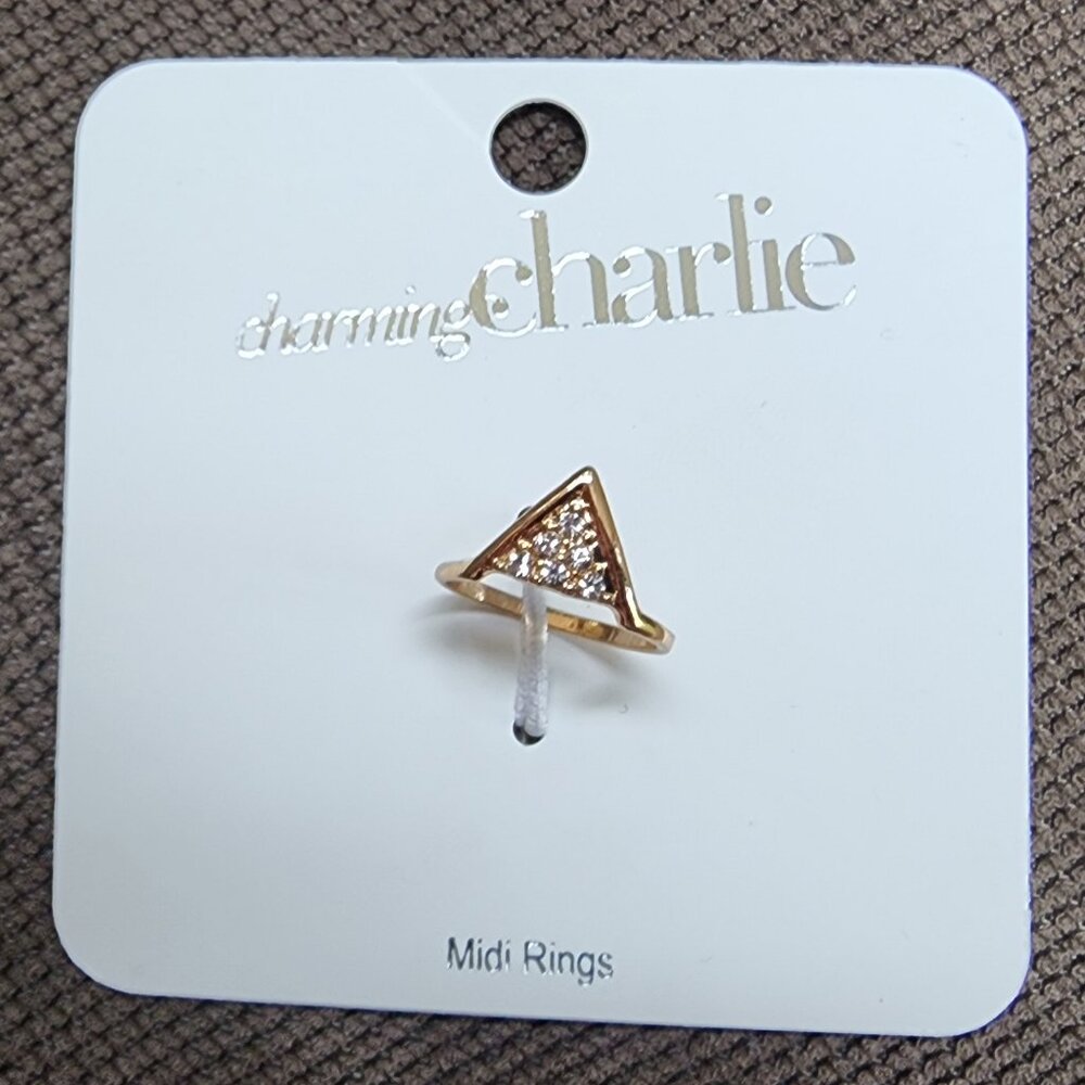 NWT Charming Charlie Gold Tone Jeweled Fashion Midi Ring Size 2